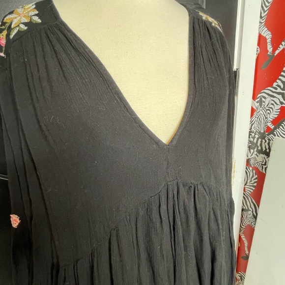 Free People Te Amo Black Floral Embroidered Mini Dress - Picture 7 of 8